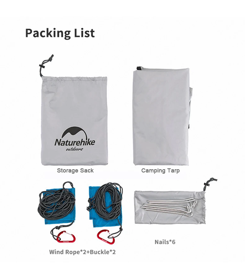 NatureHike Outdoor Waterproof Portable Camping Tarp Multifunctional Awning Backpacking Tarp Hammock Tent Shelter Rain Fly