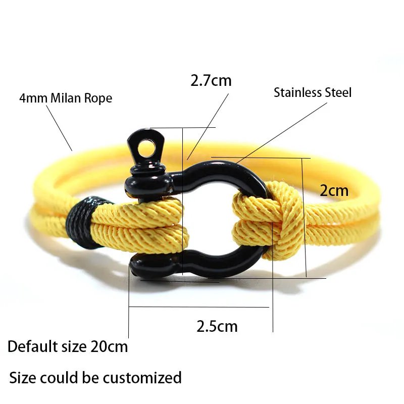 Stainless Steel Mens Rope Bracelet with U Shaped Buckle