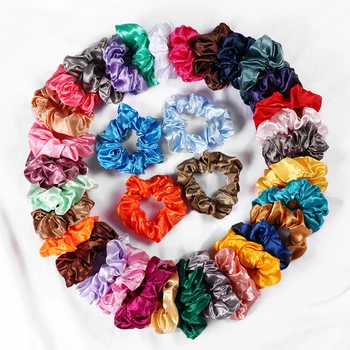 

Haimeikang 10/15/20/40/100 pcs/ lot Solid Color Silk Satin Hair Bands Women's Hairband Ponytail Hair Scrunchies Loop Holder