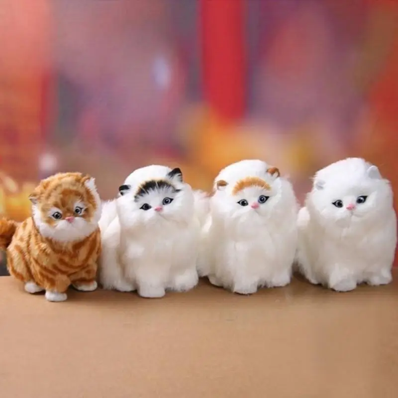 Realistic Hair Cat Dolls Simulation Animal Toy Cats with Sound Toys Soft Cute Plush Ornaments for Kids Girl Gift | Дом и сад