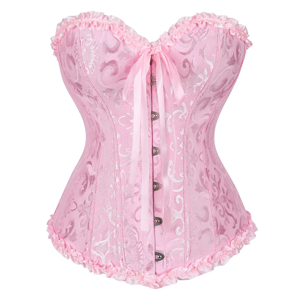 Sexy Women Bustier Lace Up Corset Top Corset Boned Waist Trainer Lingerie Overbust Corsets Body Shaper Plus Size