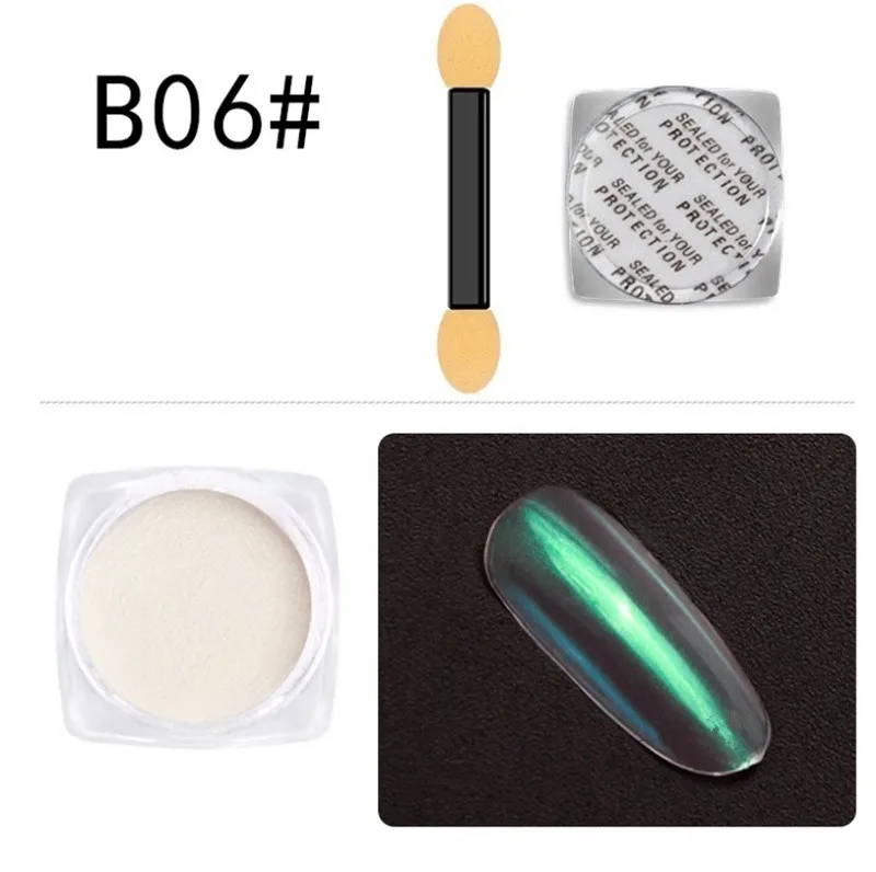 B06 7 цветов, прозрачный модный зеркальный порошок русалки для ногтей, хромированный УФ-гель, пигмент, Волшебная пыль, порошок, лазер для украшения ногтей - Цвет: B06