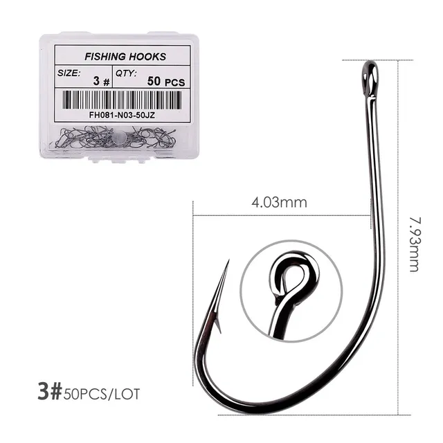 50pcs 10pcs Coating High Carbon Stainless Steel Barbed Carp Fishing Hooks Pack with Retail Original Box Fishing Hook Tackle Size 3 - 50pcs
