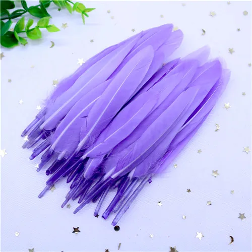 Light purple 50 шт./пакет, натуральные перья лебедя 10-15 см, многоцветные гусиные перья, шлейф для DIY, свадебные украшения, Настенная Декорация голова оленя - Цвет: Light purple