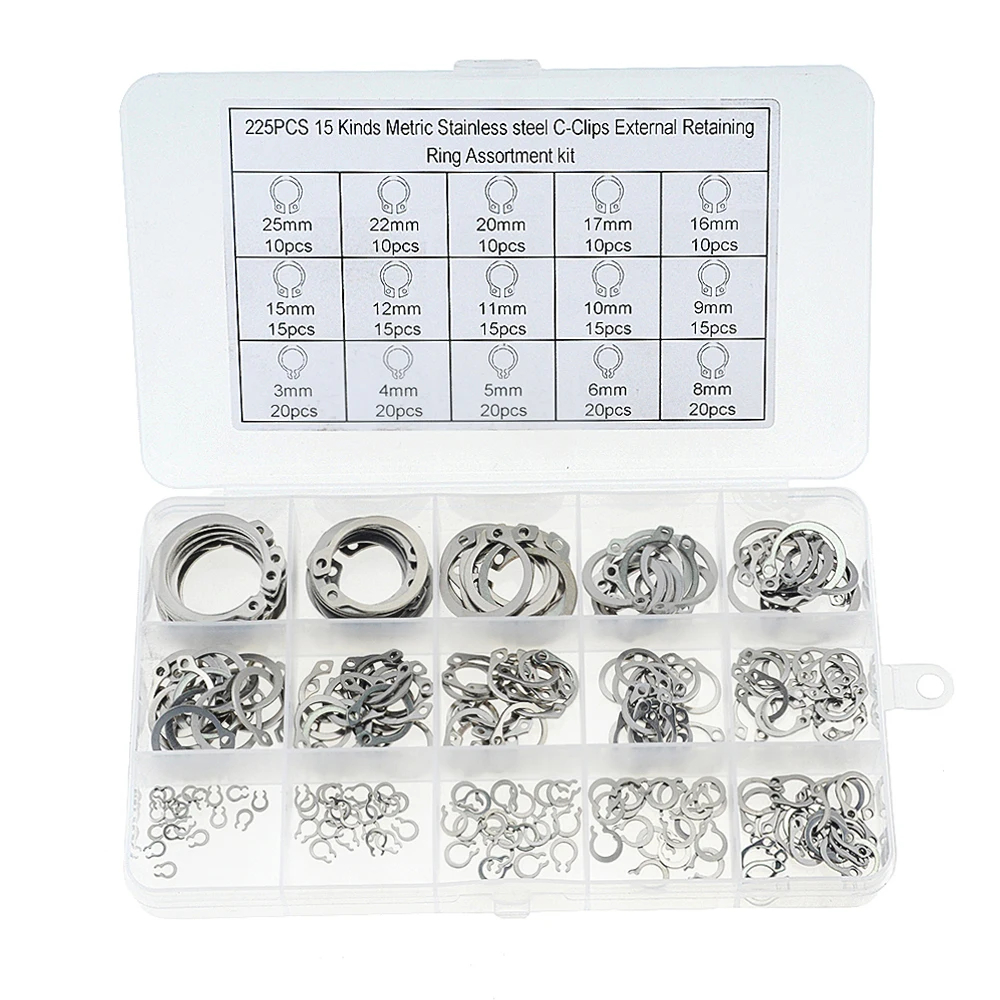 600 Assorted Metric Inner Circlips & E Clips Snap on Circle C Retaining Ring 