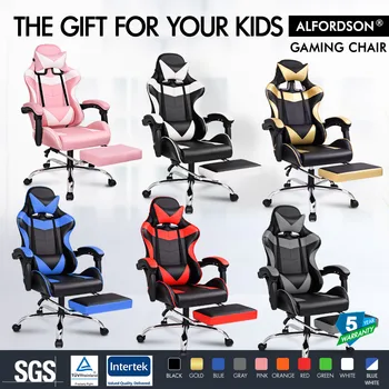 

ALFORDSON Gaming Chair Office Seat Generous Padding Footrest Executive Racing VOGLER Multiple