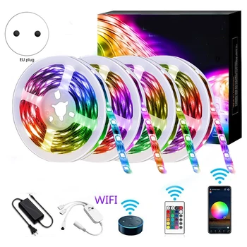 

WiFi LED Strip Lights 20M 5050 Waterproof LED Strip Lights with Remote for Room Halloween Christmas Party (EU Plug)