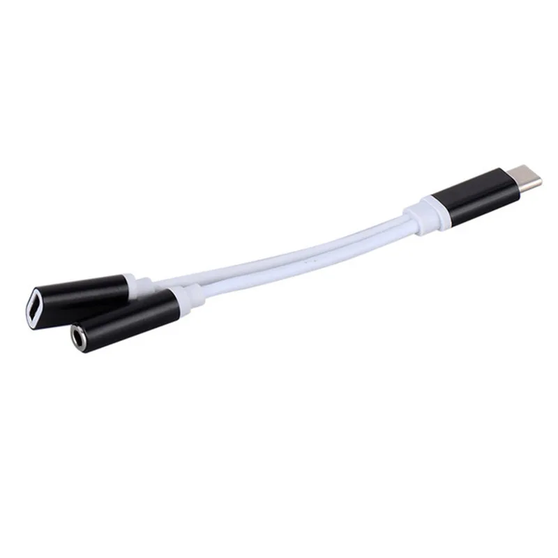 2 in 1 Type C to Type C 3 5mm Earphone Aux Jack Audio Adapter USB 2