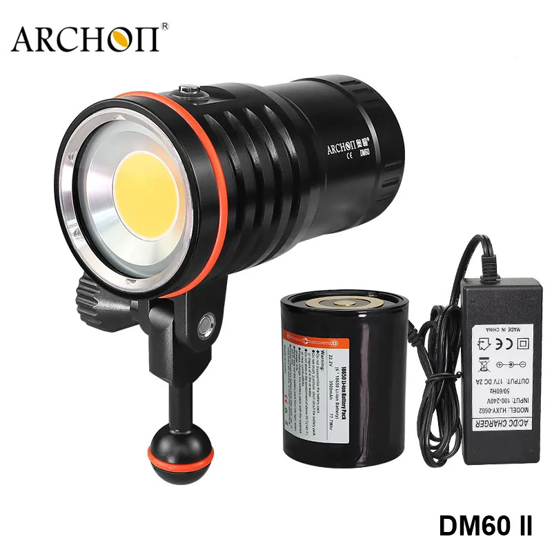 Archon DM60 Cree COB высокий CRI Дайвинг видео Фотография фонарик высокой мощности перезаряжаемый 12000lm подводный погружение прожектор