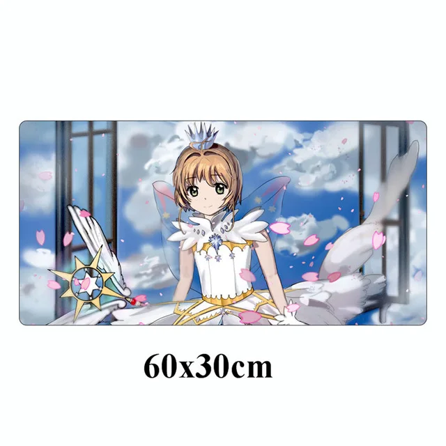 Аниме Cardcaptor Sakura коврик для мыши Скорость геймера 60x30 см прочный большой игровой коврик для мыши фиксирующий край ноутбук Настольный коврик - Цвет: Белый