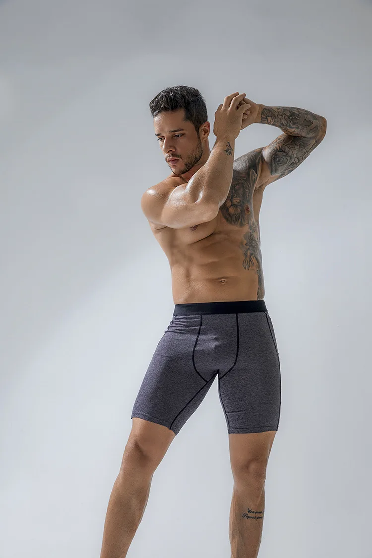 smart casual shorts Men Elastic waist tight sports shorts pocket plus size Knee Length Pants  running fitness wear thin slim  Soft sweathshorts smart casual shorts