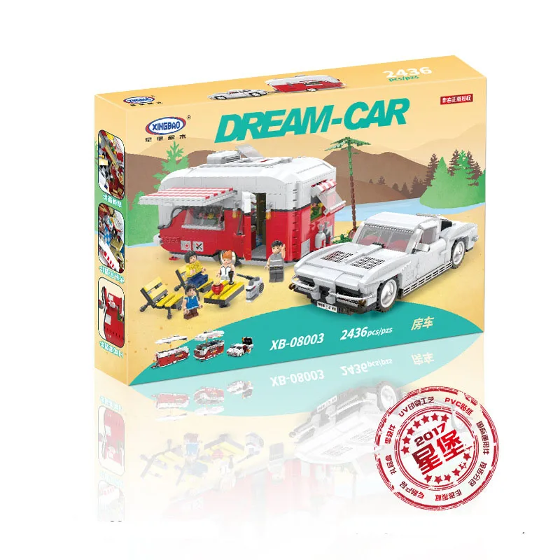 XINGBAO Творческий MOC серии кемпинг автомобиль караван бой, чтобы вставить строительные блоки детские игрушки Рождественский подарок