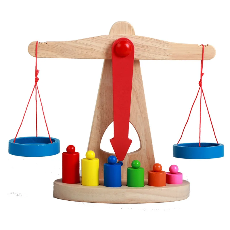 

Kindergarten Wooden Weights Experimental Balance Scale Game Children Weighing Educational Toy Learn Balance