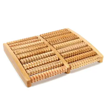 

Wooden Foot Roller Wood Care Massage Reflexology Relax Relief Massage, 9 Rows (Big Size&Two Feet)