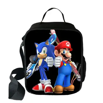 

Super Mario Bros Sonic Cooler Lunch Bag Cartoon Girls Portable Thermal Food Picnic Bags for School Kids Boys Lunch Box Tote