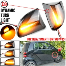 2 pces fumado lente âmbar led lado dinâmico marcador luz turno luzes de sinal para smart fortwo 451 mk1 & mkii 2007-2015