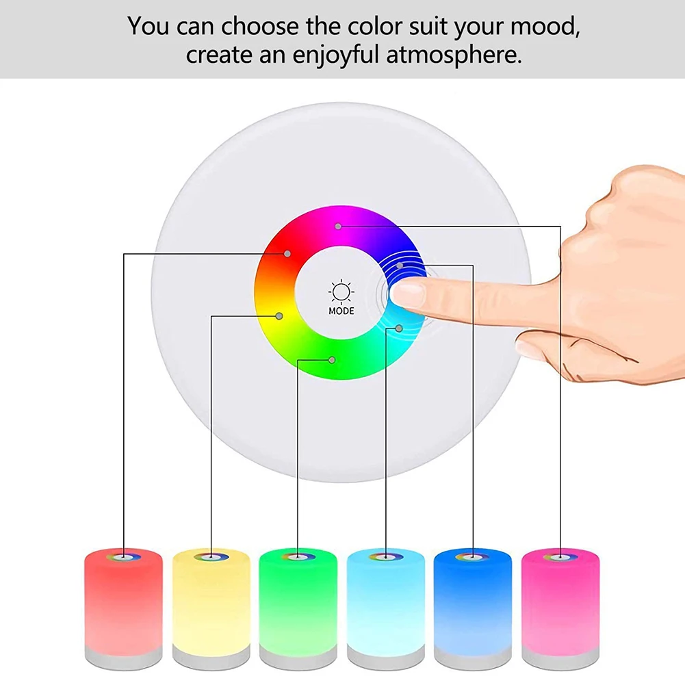 Креативный цветной ночной Светильник RGB с регулируемой яркостью и сенсорным