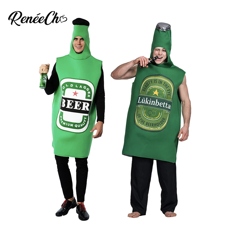 

Reneecho Men Beer Bottle Costume Adult Oktoberfest Costume Beer Festival Cosplay Outfit Halloween Carnival Party Purim Dress Up