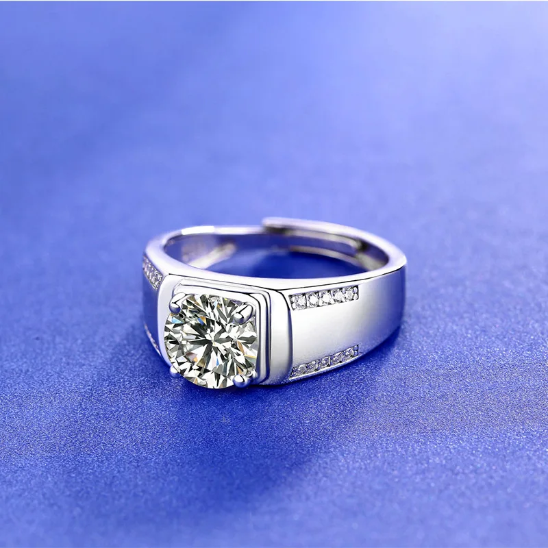 

Moissanite Ring 925 Silver Men's Ring Setting Creative-Processing
