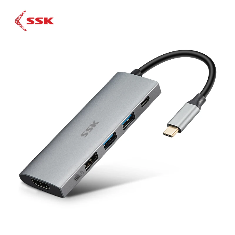 SSK type-C концентратор usb-хаб тип-c к USB 3,0 Клавиатура Мышь Интерфейс PD Зарядка для USB жесткий диск ноутбук планшетный ПК