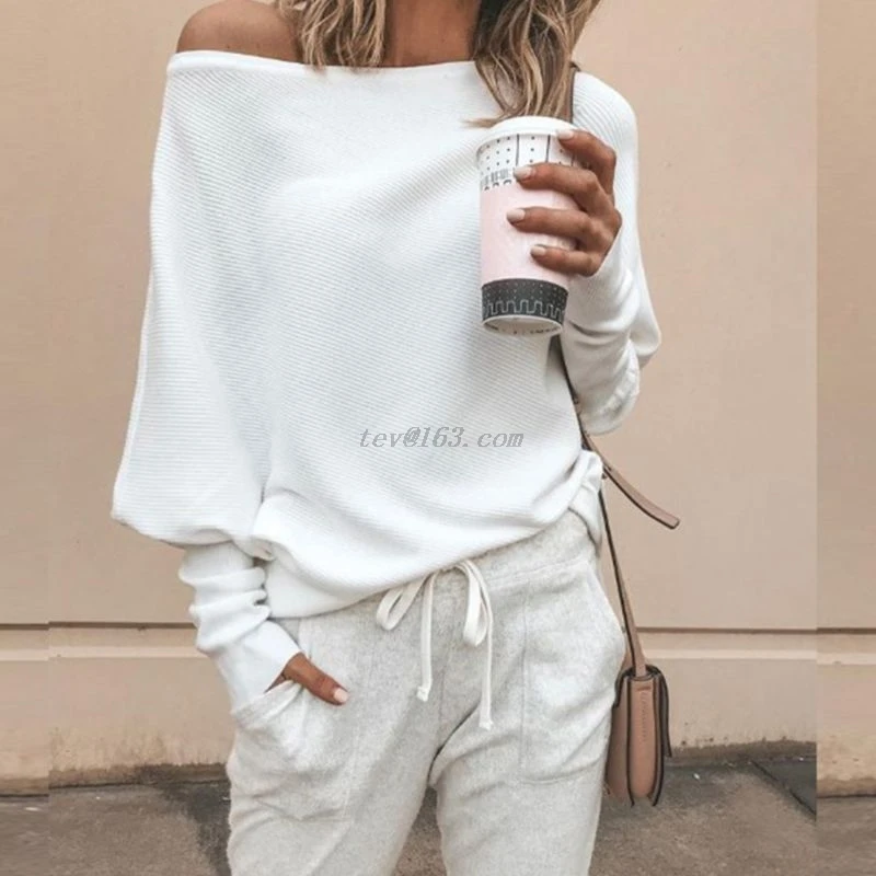 Long Shoulder Sweater Women | Shoulder Long Sleeve Sweater | Batwing Sweater - Pullovers Aliexpress