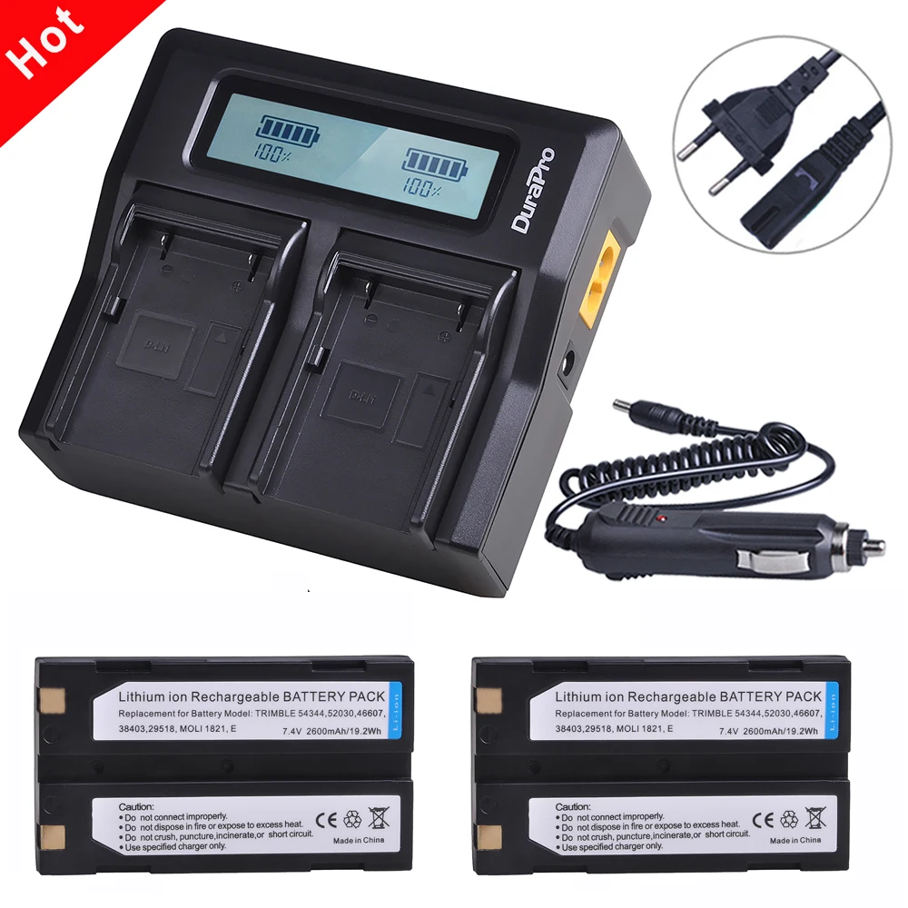 2 шт. 2600 мАч 54344 Батарея Akku емкостью+ быстрое LCD Dual charger для Trimble 5700,5800, R6, R7, R8, TSC1 gps приемник батареи