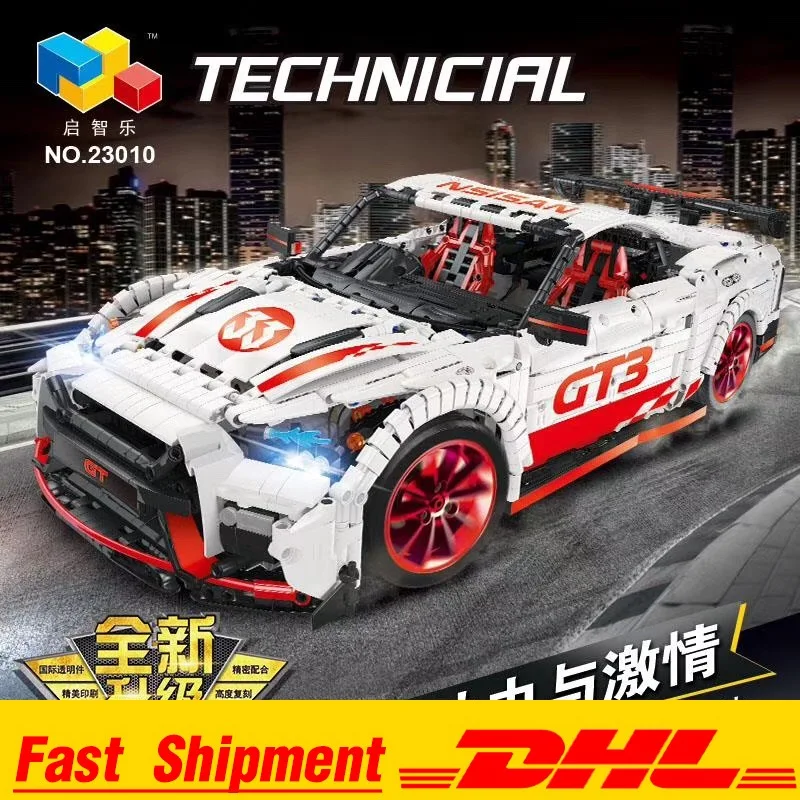 

IN Stock 23010 3408 Pcs GT-R RC Racing Car With Motor Function remote control MOC 22970 25326 Building Blocks Bricks led light