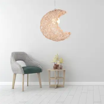 

Rattan Moon Hanging Lamp Creative Pendant Light For Bedroom Living Room Bar Without Light Bulb