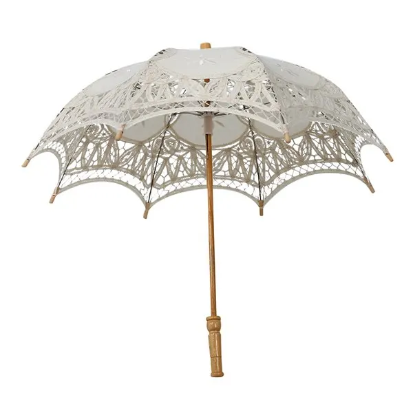 Викторианский зонтик кружевной Свадебный зонт невесты белый 30x51 см