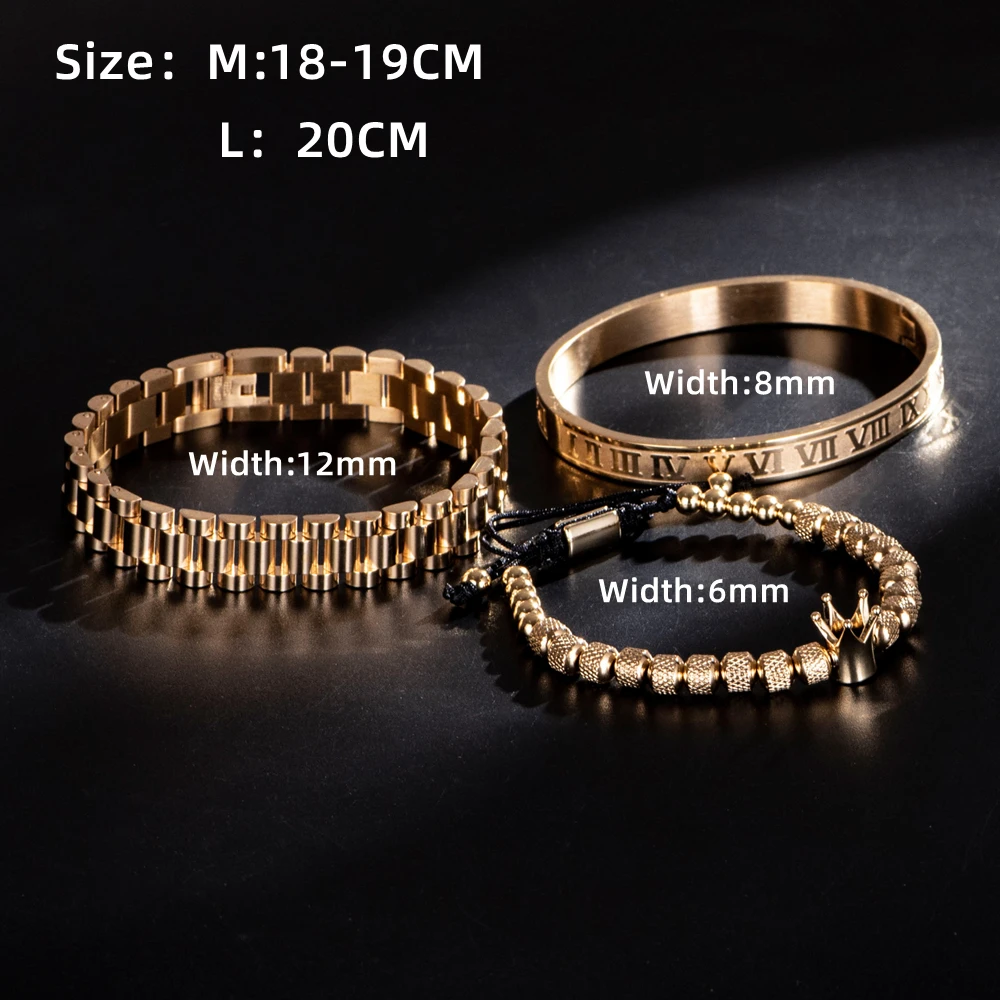 Luxury Crown Roman Numeral Bracelet 12mm Watch Band Stainless Steel Dudes Rollie Hip Hop Macrame Bracelet Wristbands Men Jewelry