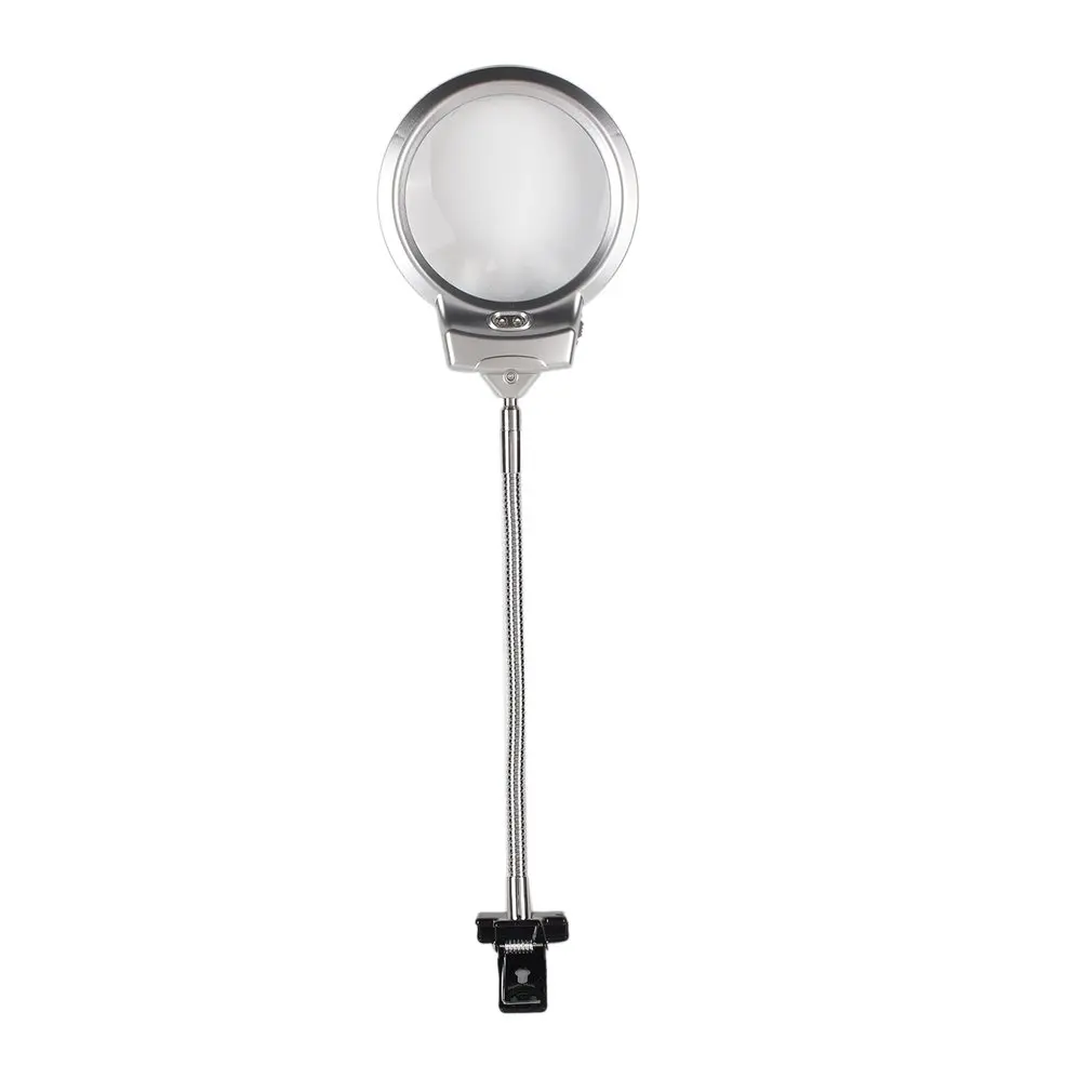 Clip On Desktop Illuminated Magnifier Magnifying Glass Reading Loupe Metal Hose LED Lighted Lamp Top Desk Magnifier With Clamp