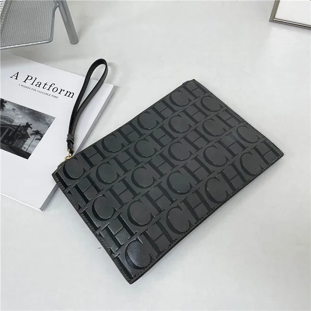2021 New Luxury Brand CH Clutch Unisex High-quality CH Letter Pattern Clutch luxury envelope leather business clutch purse The first grey