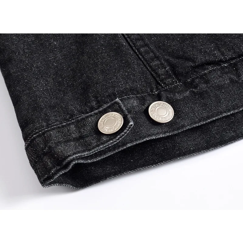 Новое поступление зимние черные мужские плюс бархатные джинсы однобортные хлопковые однотонные куртки-бомберы с отложным воротником