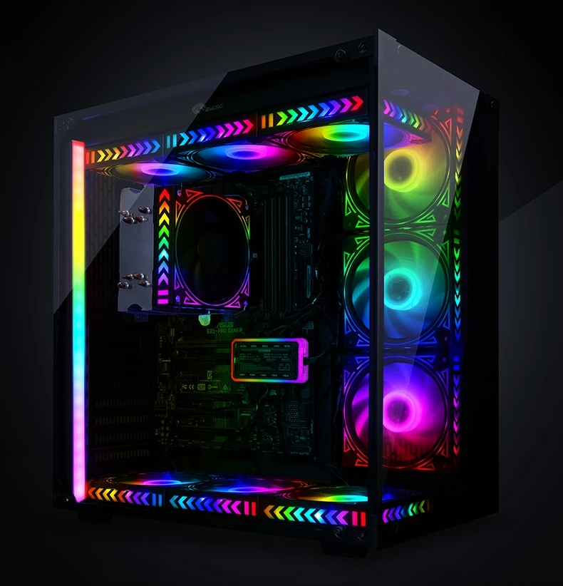 8 in 1 PC fan 12cm RGB Adjust LED Fan 