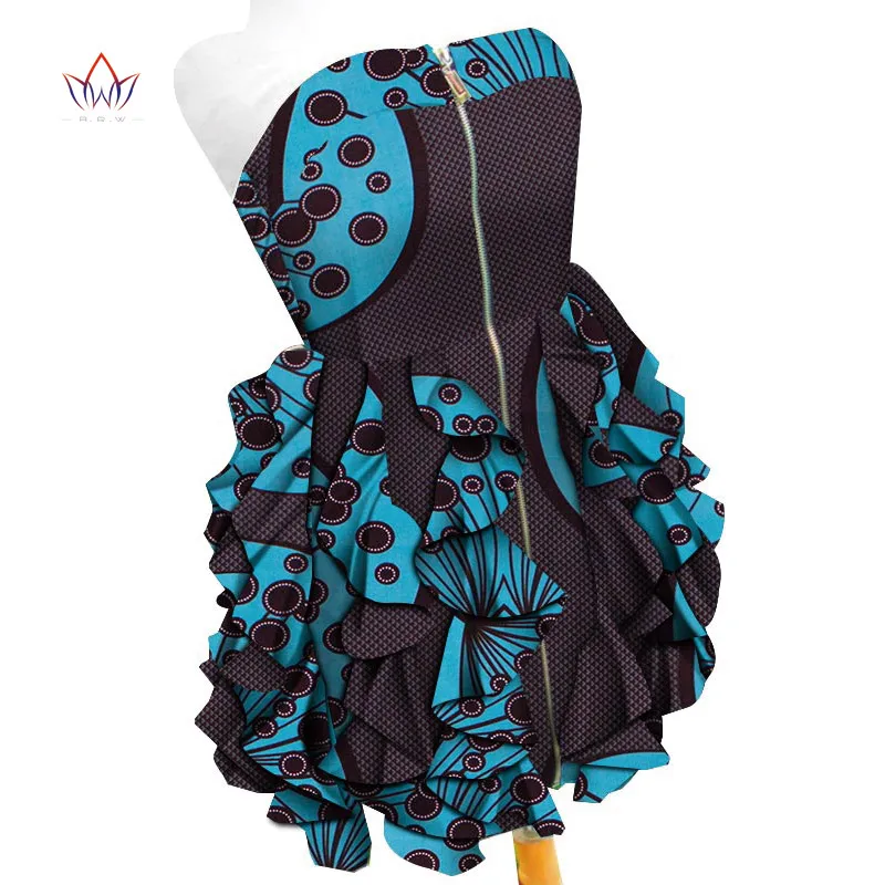 

Women Sweet African Print Dresses Dashiki pearls Puff sleeve Traditional African Clothing Summer Plus Size Party Dress WY4913