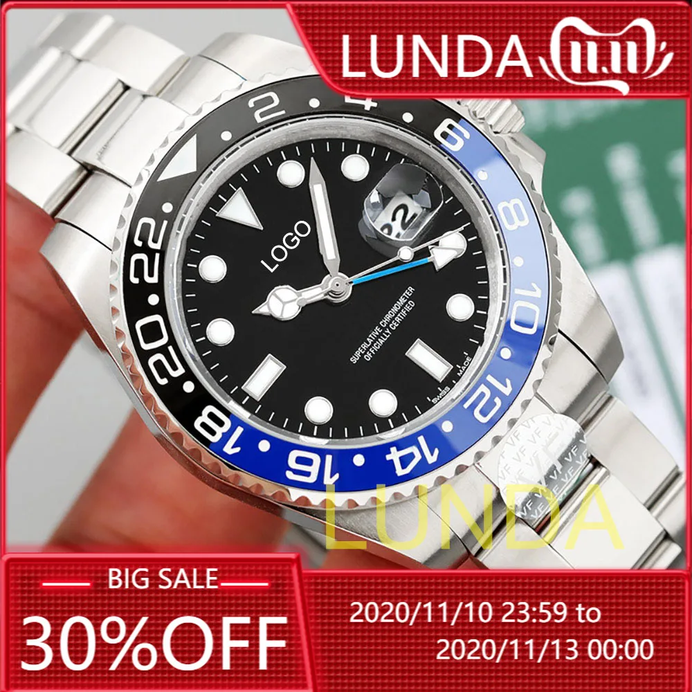 GMT Master II watch men automatic mechanical 40mm mingzhu sapphire rotary ceramic bezel 2019 military wrist clock afbeelding