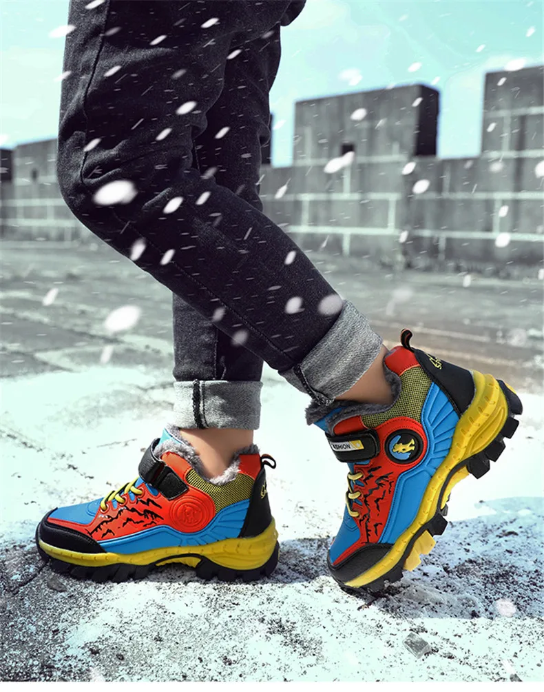 PINSEN 2019 Winter Kids Sneakers boys Outdoor Shoes Hiking Shoes children Shoes Boy Rubber Sole Non-slip Warm Sports Shoes (13)