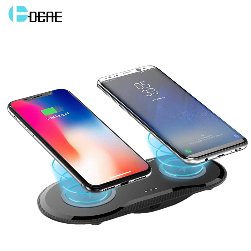 

FDGAO Double 10W Dual Seat Qi Wireless Charger For Samsung S10 S9 S8 Type-C Fast Charging Dock Pad For iPhone XS Max XR X 8 Plus