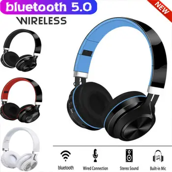 

Wireless bluetooth 5.0 Headphones Foldable Stereo Earphones Bass Headset with Mic FM stereo radio support up to 128G TF card um