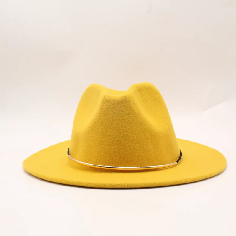 Men Women jazzy Fedora Top Hat Winter Outdoor Casual Hat Dance Party Hat For Elegant Lady Fascinator - Цвет: yellow