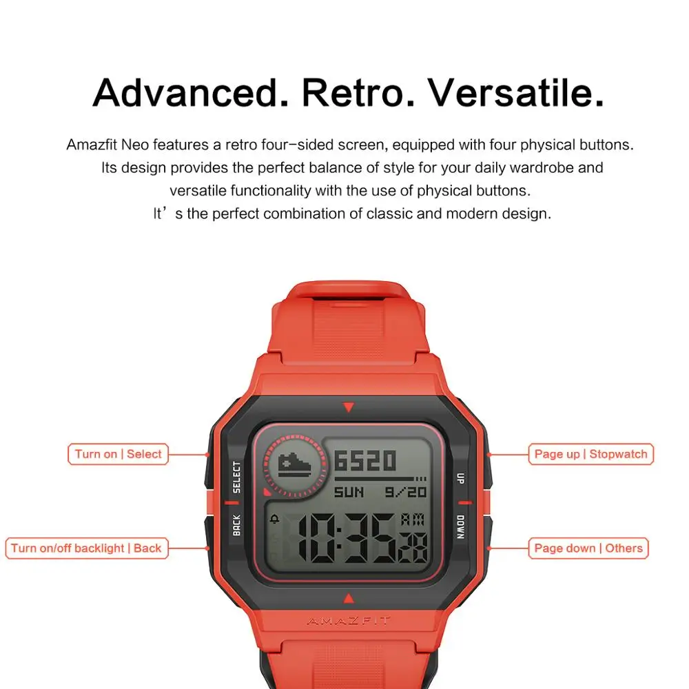 Смарт-часы Amazfit Neo 5 АТМ Bluetooth пульсометр 28 дней без подзарядки | Электроника