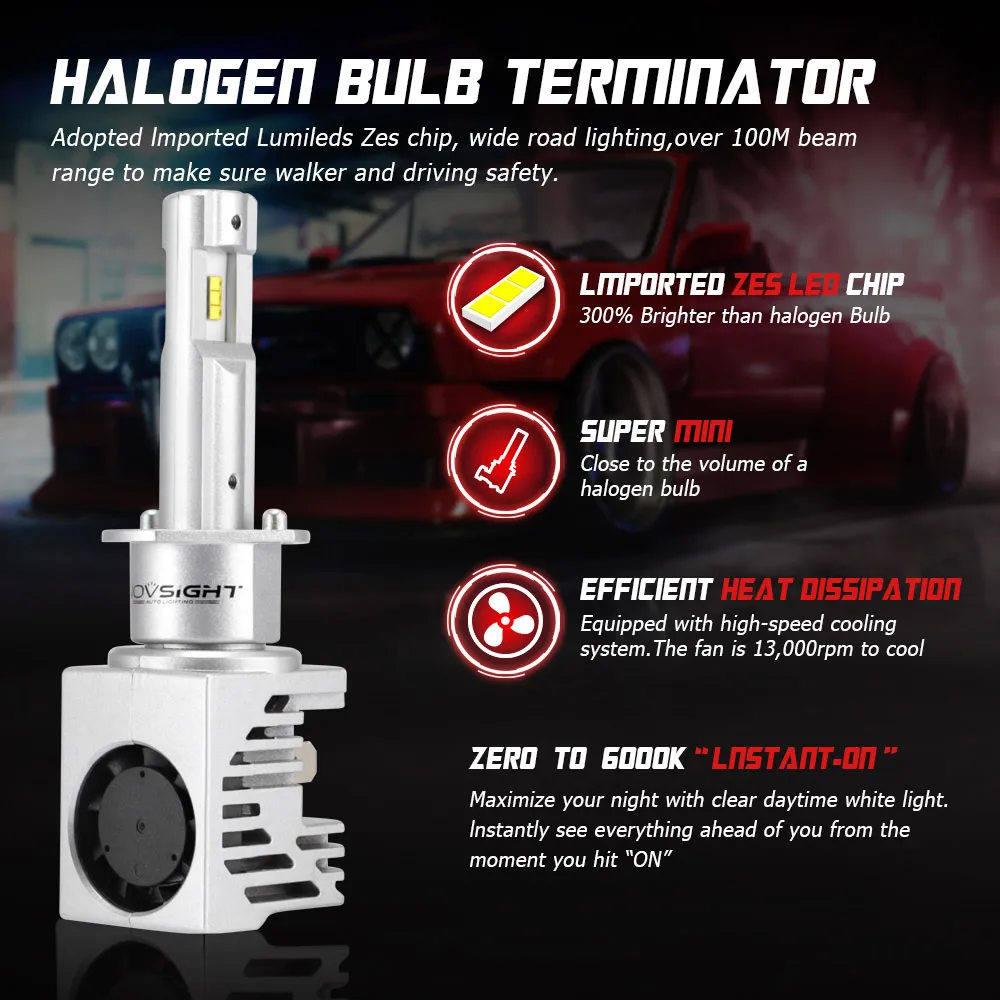 Novsight мини светодиодный H7 H4 H11 H8 HB4 HB3 H1 Автомобильные фары 12V 10000LM стайлинга автомобилей 6000K светодиодный помощи при парковке огни