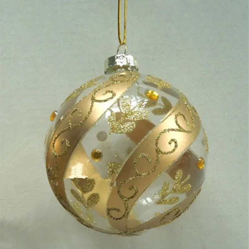 Diameter=8cm Small Size Gold Painting Handmade Glass Globe Christmas Tree Decorated Ball Wedding Party Club Home Hanging Pendant | Дом и сад