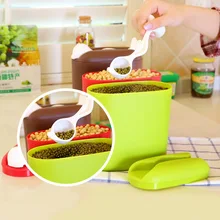 Кухонная коробка для хранения продуктов, зерновые герметичные контейнеры с резервуаром для хранения ложки