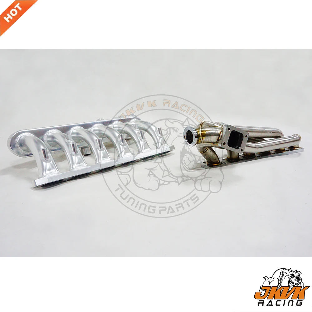 Jkvk Racing Billet E36 Collettore Di Aspirazione 3Mm Spessore T3/T4 Turbo Collettore Per M50 M52 325I 328I Con Kit Guida Carburante 90Mm 1992-1998