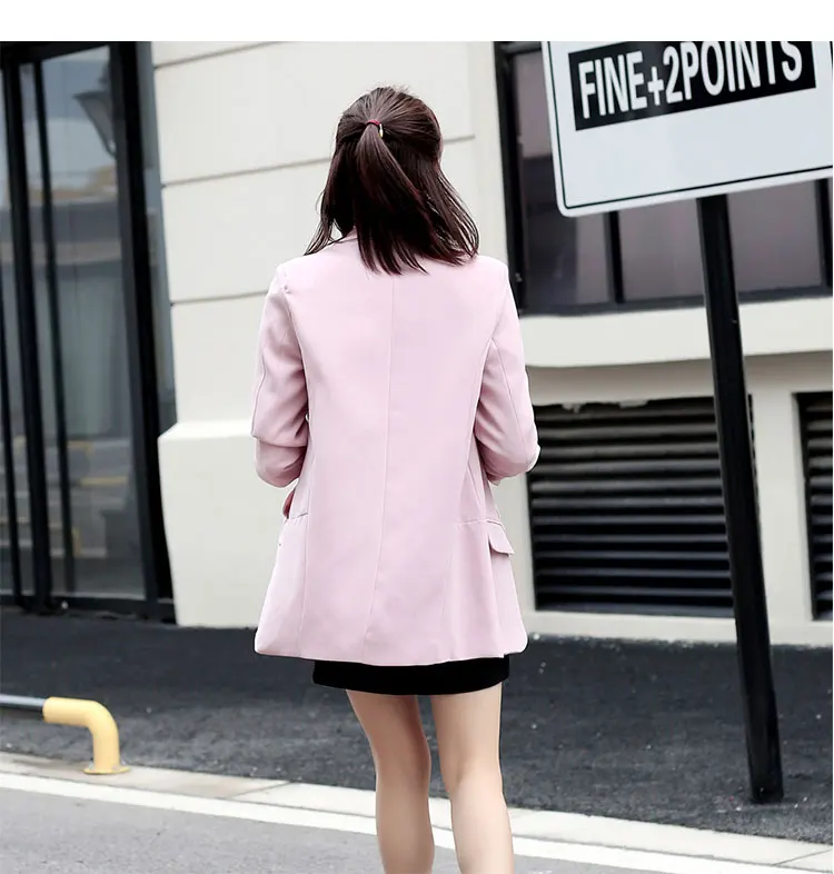 Cthink three quarter sleeve female blazer no button solid color six jacket suits most fashionable autumn girls jacket coat