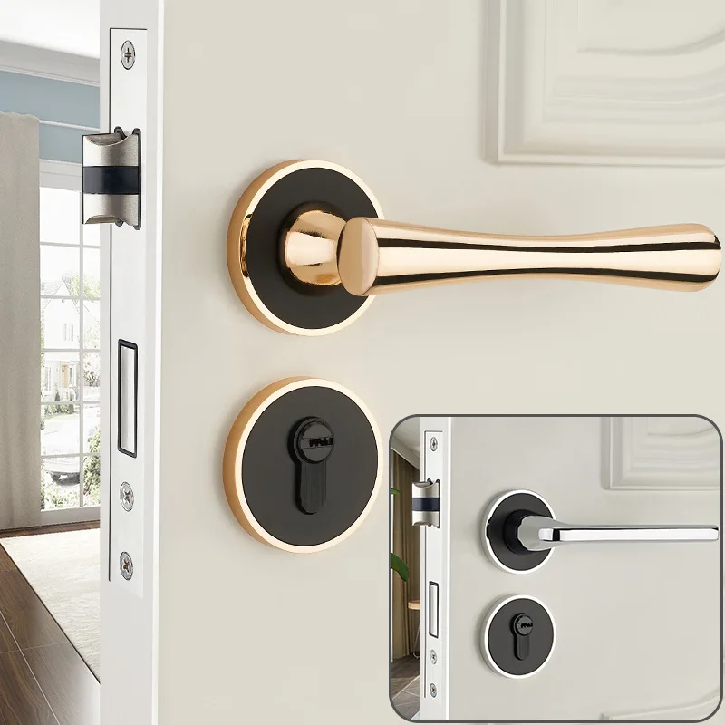 

European Style Indoor Bedroom Door Lock Simple Universal Lock Household Mute Bathroom Wood Door Gate Lock Handle