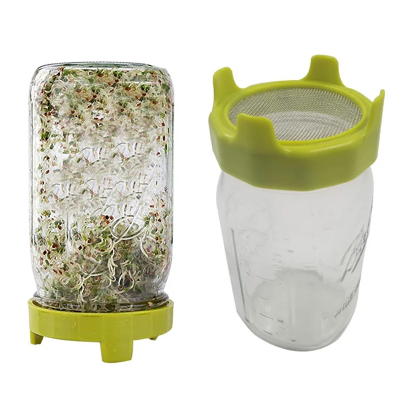 Seed Sprouter прорастание крышка комплект Sprouting банка с завинчивающейся крышкой с сито из нержавеющей стали крышки плиты выращивания Germinator поднос для рассады