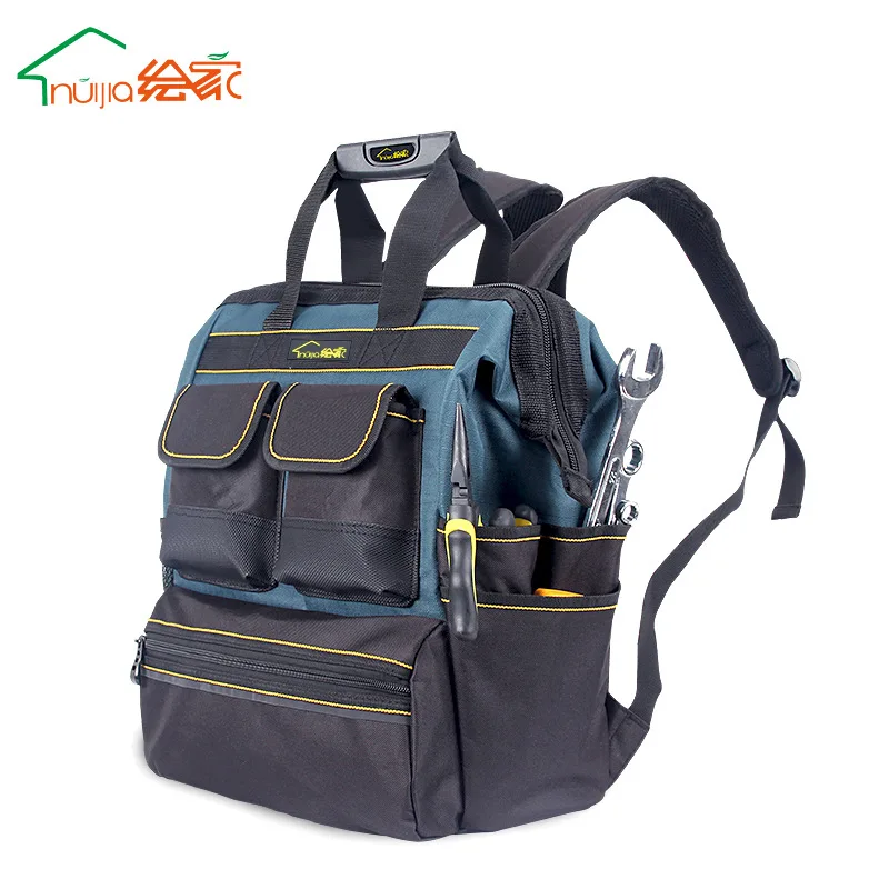 

Painted Home Shoulder Back Baskets Tool Backpack Canvas Electrician Tool Bag Large Capacity Multi-functional Maintenance Shoulde