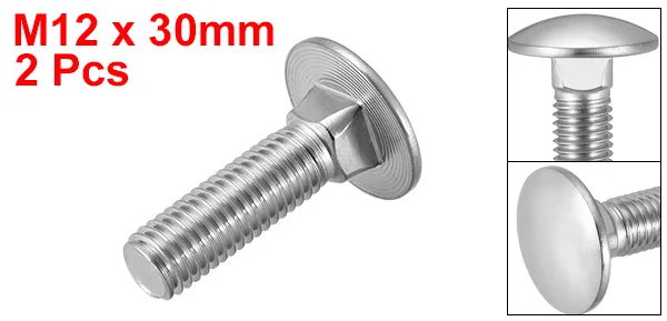 M12 x 30mm Uxcell 2 шт каретные болты Болт с квадратным подголовком круглая голова квадратная Шея 304 нержавеющая сталь M10x40/M10x45/M12x45/M12x30mm для дома - Цвет: M12 x 30mm
